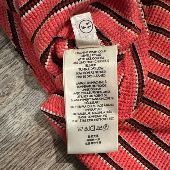 Free People "We The Free" Avalanche Striped Ribbed Cropped Oversized Tee Sz XS - Picture 11 of 12